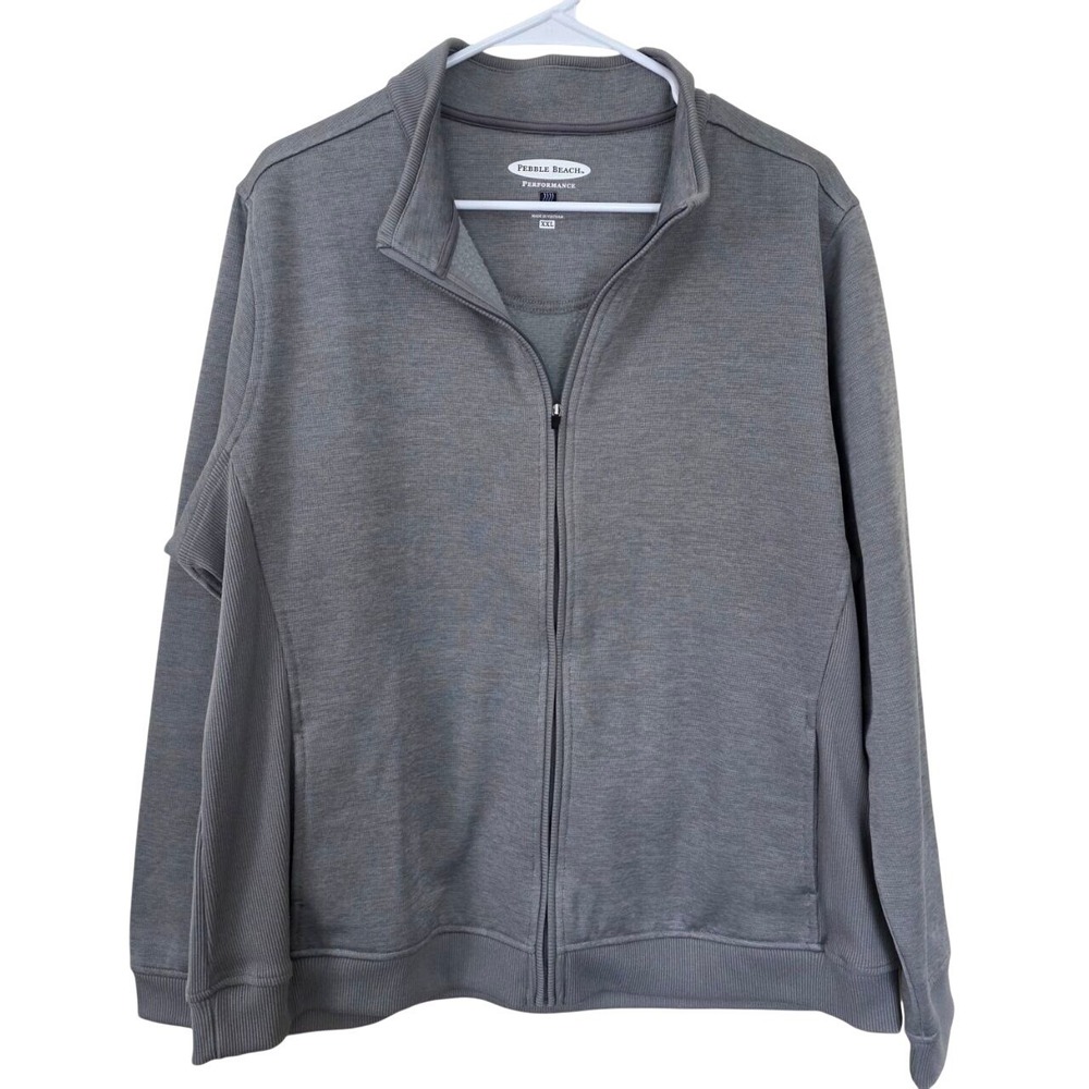 Pebble Beach Performance‎ Mens Gray Full Zip Track Jacket Sweater XXL